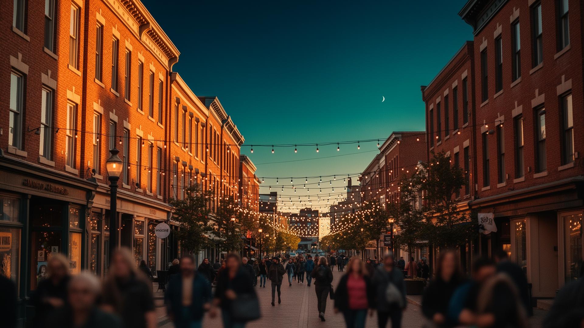 Downtown Moncton at dusk